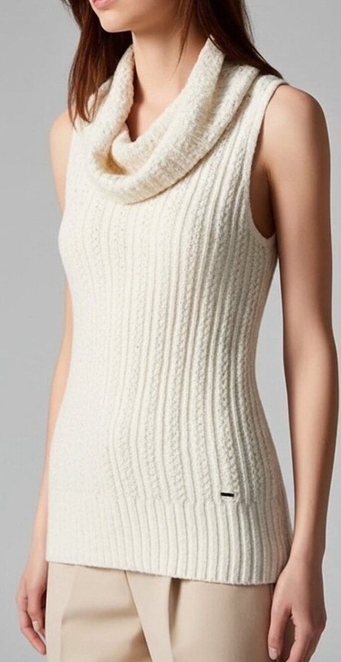 Hollister Size XS Ivory Sleeveless Ribbed Knit Top with Cowl Neck